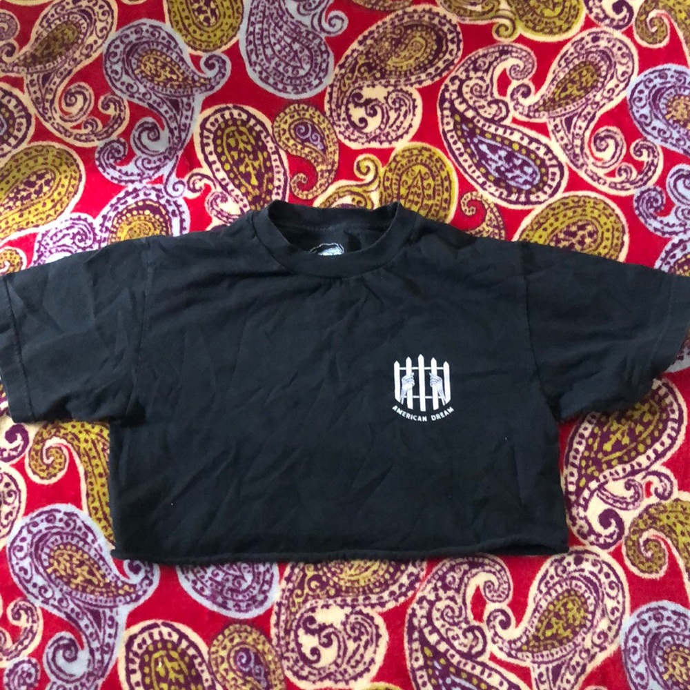 black graphic crop top